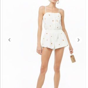 NWT Embroidered Floral Cami Romper